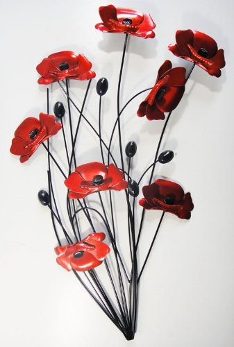 Black Stem Poppy Bunch Wall Art