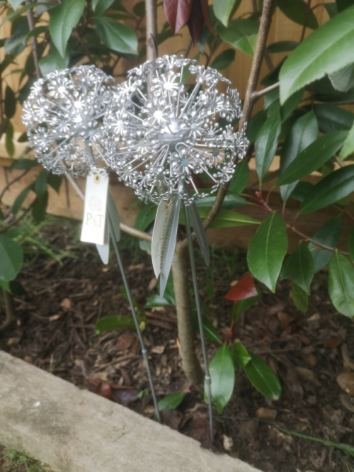 Pair Of Dandelion Metal Flower Garden Stake Ornament Statue Plant Decoration