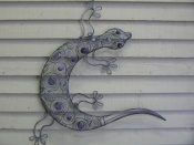 Lizard - Delicate Grey Metal with Scroll Design