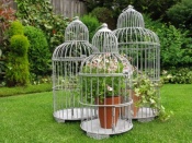 Set of Vintage-Style Birdcage Planters